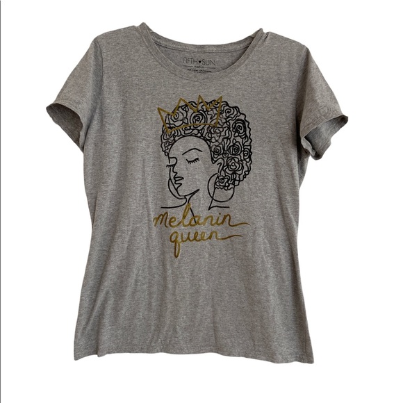 Afrocentric Melanin Queen Graphic T-Shirt in Gray Size Medium - Picture 1 of 4